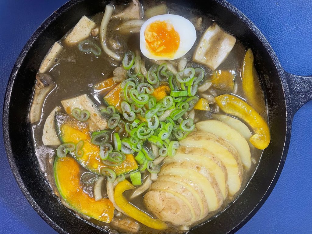 スキレットで作ったカレーうどん